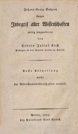 Erduin Julius Koch's ... Encyklopädie aller philosophischen Wissenschaften : für Schulen und Selbst-Unterricht