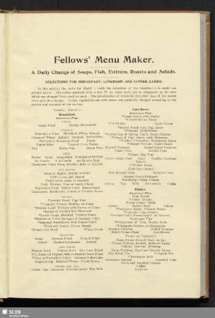 A daily change of soups, fish, entrees, roasts and salads