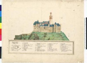Aufriß des Schlosses Rheinfels (aufklappbar) [25]