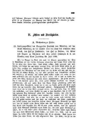 IV. Fehden und Streitigkeiten