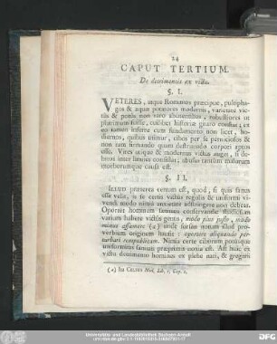 Caput Tertium. De detrimentis ex victu.