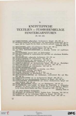 B. Textilien – Fußbodenbeläge – Fenstergarnituren (Nr. 160-221)