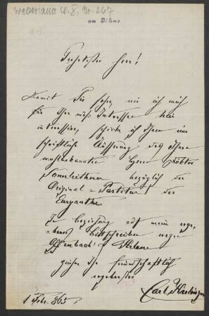 Brief an Friedrich Wilhelm Jähns : 01.02.1865