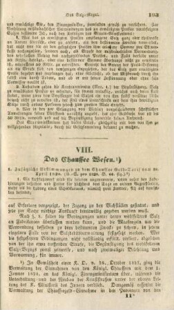 VIII. Das Chaussee-Wesen