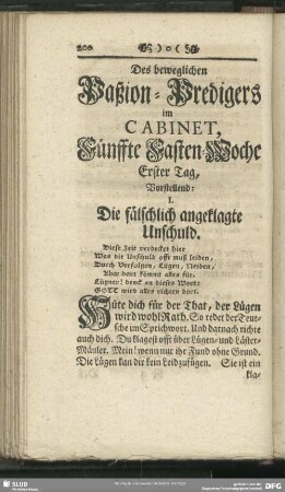 Der beweglichen Paßion-Predigers im Cabinet, Fünffte Fasten-Woche