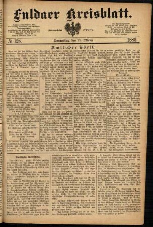 Ausgabe vom Donnerstag, den 29. Oktober 1885.