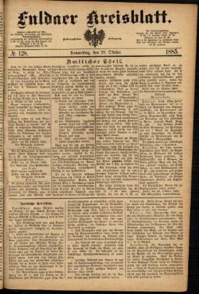 Ausgabe vom Donnerstag, den 29. Oktober 1885.