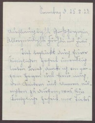 Schreiben von Emilie Göler an die Großherzogin Luise; Besuch der Großherzogin