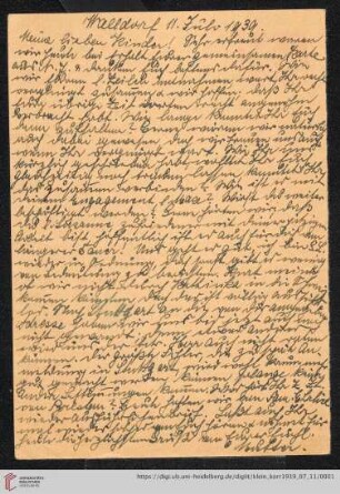Korrespondenz von Alice und Ludwig Klein: Postkarte von Alice Klein und Ludwig Klein an Max Klein und Susanne Klein
