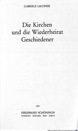 Die Kirchen und die Wiederheirat Geschiedener