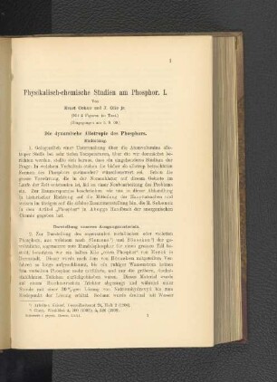 Physikalisch-chemische Studien am Phosphor. I.