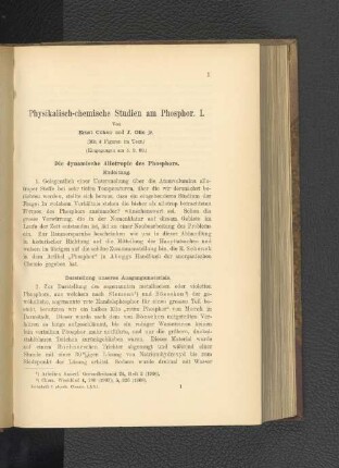 Physikalisch-chemische Studien am Phosphor. I.
