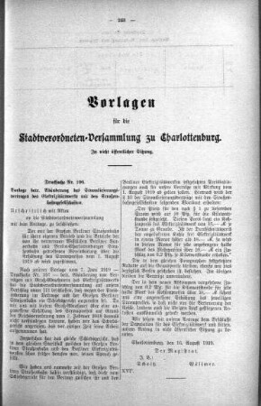 In nicht öffentlicher Sitzung (196.), 03. September 1919