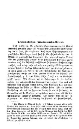 Vereinsnachrichten (Sprachunterrichts-Reform)