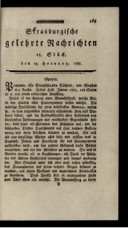 15. Stück, den 19. Hornung, 1783.