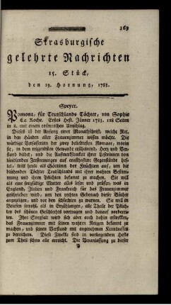 15. Stück, den 19. Hornung, 1783.