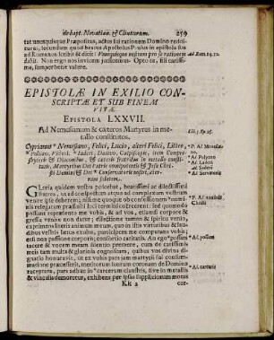 Epistolæ In Exilio Conscriptæ Et Sub Finem Vitæ. Epistola LXXVII. - Epistola LXXXIII.