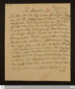 Promemoria von Johann Anastasius Freylinghausen.
