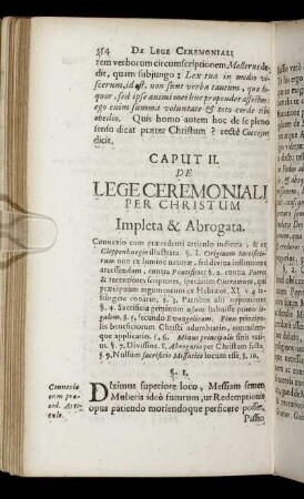 Caput II. De Lege Ceremoniali Per Christum Impleta & Abrogata.