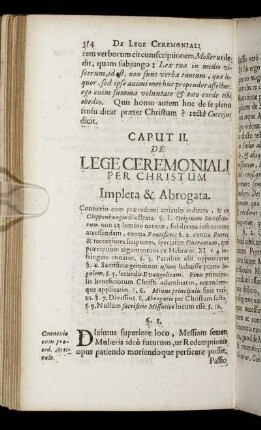 Caput II. De Lege Ceremoniali Per Christum Impleta & Abrogata.