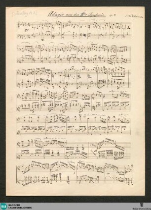 Symphonies. Excerpts Arr - JWK Mus.Ms. A 3 : pf; f; StrK op. 7/2