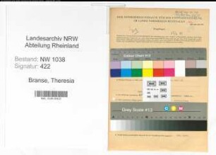 Entnazifizierung Theresia Branse , geb. 22.09.1895 (Lehrerin)