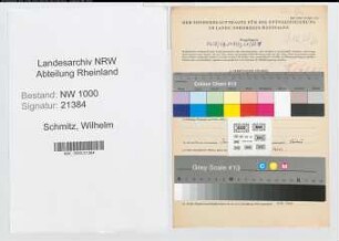 Entnazifizierung Wilhelm Schmitz, geb. 20.02.1902 (Techn.Assistent)
