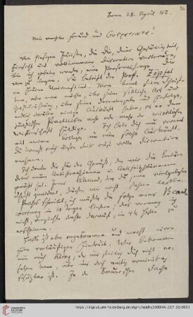 Korrespondenz Karl Immanuel Nitzsch / Carl Ullmann: Brief von Karl Immanuel Nitzsch an Carl Ullmann