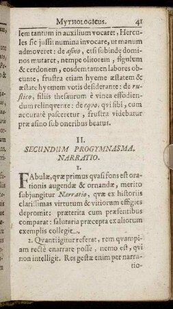 II. Secundum Progymnasma Narratio