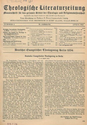 193-194 Deutscher Evangelischer Theologentag zu Berlin