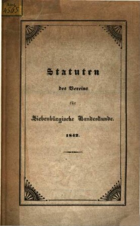 Statuten des Vereins für Siebenbürgische Landeskunde