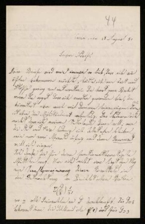 Nr. 19: Brief von Luigi Bianchi an Adolf Hurwitz, Turin, 18.8.1881