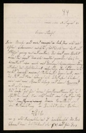 Nr. 19: Brief von Luigi Bianchi an Adolf Hurwitz, Turin, 18.8.1881