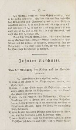 Zehnter Abschnitt. Von der Ablehnung der Richter und der Gerichtsbeamten