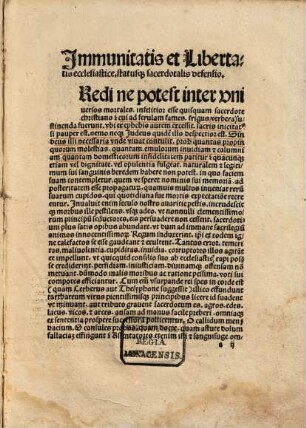 Defensio immunitatis et libertatis ecclesiasticae statusque sacerdotalis