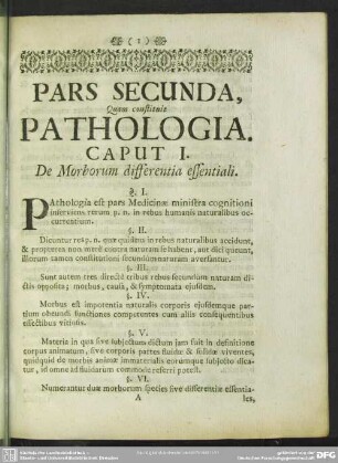 Caput I. De Morborum differentia essentiali