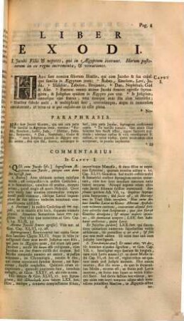 Mosis prophetae libri quatuor, Exodus, Leviticus, Numeri et Deuteronomium : ex translatione Ioannis Clerici, cum ejusdem paraphrasi perpetua, commentario philologico, dissertationibus criticis tabulisque chronologicis et geographicis