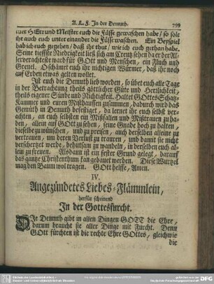 IV. Angezündetes Liebes-Flämmlein, herfür scheinend In der Gottesfurcht