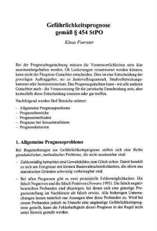293-310, Gefährlichkeitsprognose gemäß § 454 StPO