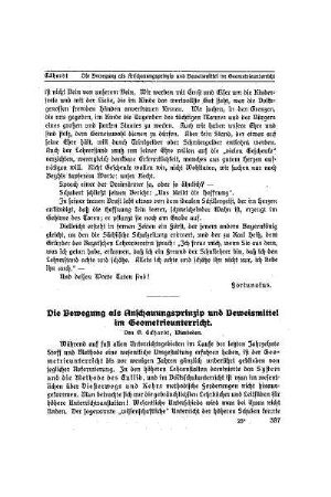 Die Bewegung als Anschauungsprinzip und Beweismittel im Geometrieunterricht