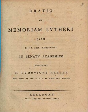 Oratio in memoriam Lutheri