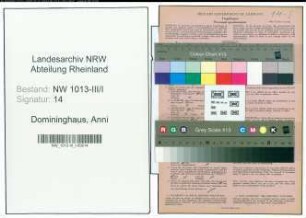 Entnazifizierung Anni Domininghaus , geb. 04.02.1905 (Kaufmaennische Angestellte)