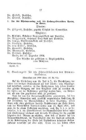 Gnadenzeit für die Hinterbliebenen der Gymnasiallehrer : [III. Gymnasien und Realschulen]