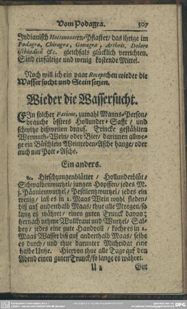 Wieder die Wassersucht