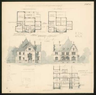 Villa, Wannsee: Lageplan, Grundrisse, Schnitt, Ansichten