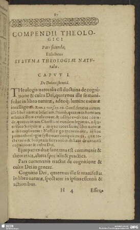 Pars secunda, Exhibens Systema Theologiae Naturalis