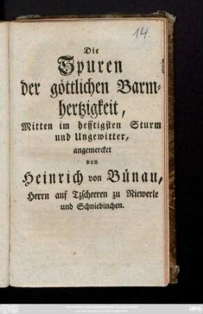 Die Spuren der göttlichen Barmhertzigkeit, Mitten im hefftigsten Sturm und Ungewitter