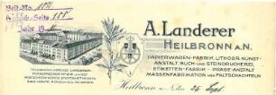 Rechnungsformulare der Fa. A. Landerer mit Firmenansicht und Signet