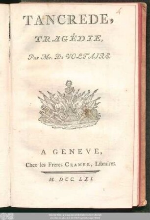 Tancrede : Tragédie