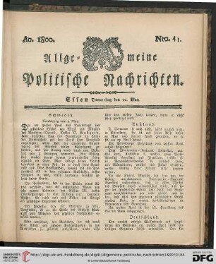 Nro. 41 - Nro. 50 (Donnerstag den 22. May - Sonntag den 22. Juny)